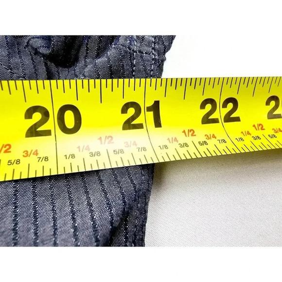 Calvin Klein Size Medium 15 32-33 Men Charcoal Gray Stripe Button Down L/S Shirt - Picture 2 of 9